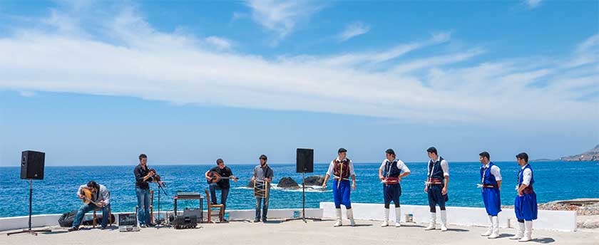 Live Cretan traditional music, Chora Sfakion, Sfakia, Crete, Greece